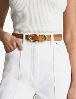 Reiss Bailey Leather Waist Belt -Glam Pouch Store R03925546 TAN ALT02