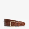 Reiss Molly Crocodile-embossed Leather Belt -Glam Pouch Store R03925548 CARAMEL M