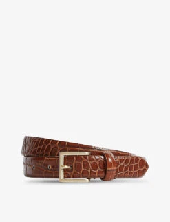 Reiss Molly Crocodile-embossed Leather Belt