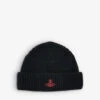 Vivienne Westwood Sporty Logo-embroidered Wool-knit Beanie -Glam Pouch Store R03980773 BLACK M