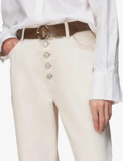 Whistles Circle Buckle Leather Belt -Glam Pouch Store R03992765 KHAKIOLIVE ALT02