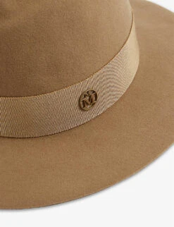 Maison Michel Andre Logo-trim Wool-felt Trilby Hat -Glam Pouch Store R03995218 CAMEL ALT01