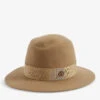 Maison Michel Andre Logo-trim Wool-felt Trilby Hat 1 Maison Michel Andre Logo-trim Wool-felt Trilby Hat -Glam Pouch Store R03995218 CAMEL M
