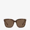 Michael Kors MK2163 San Marino Animal-print Square-frame Acetate Sunglasses -Glam Pouch Store R03995389 BROWN M