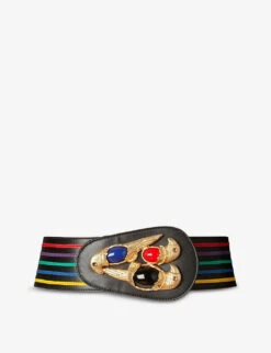 Sonia Petroff Parrot 24ct Yellow Gold-plated Brass And Swarovski Leather Belt