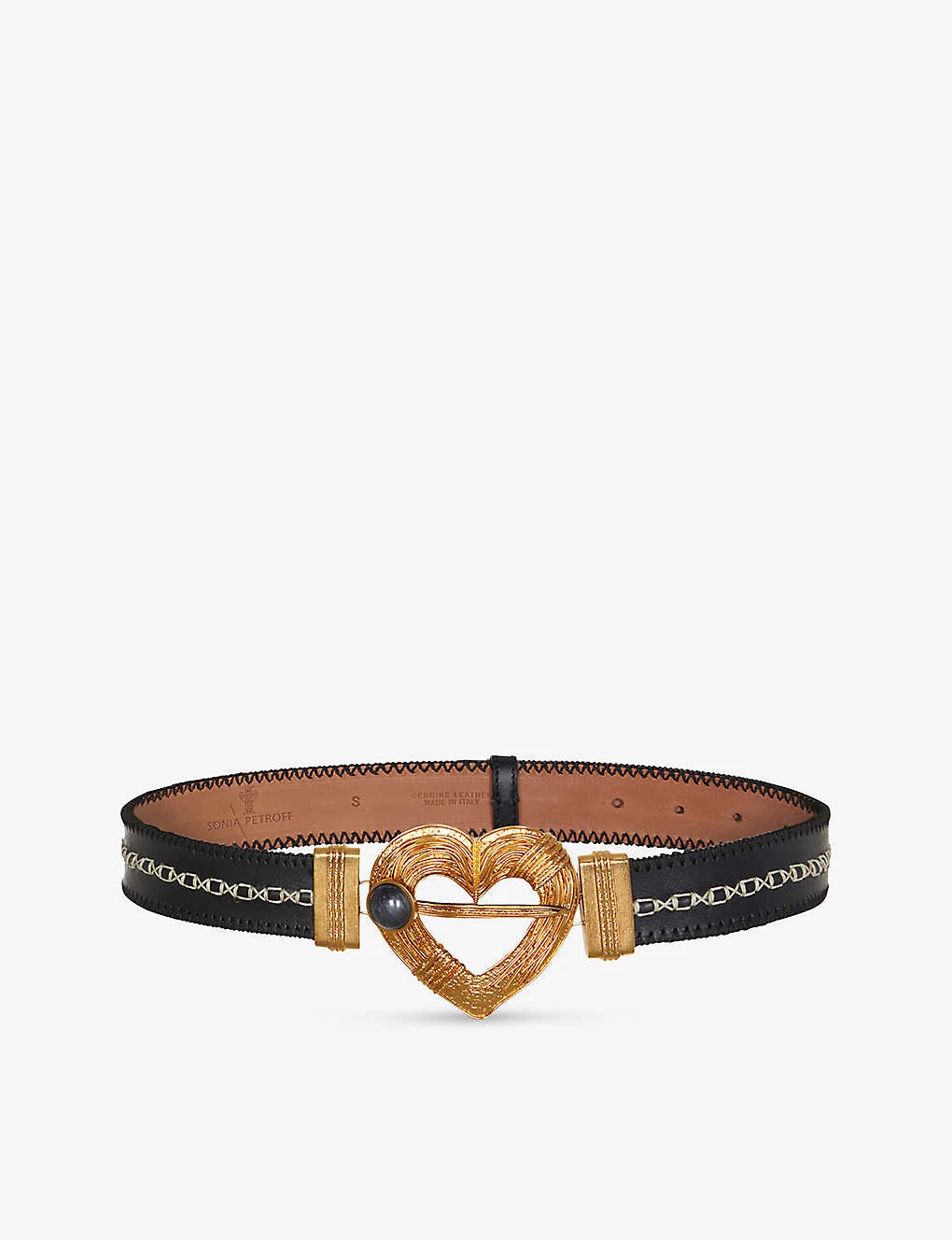 Sonia Petroff Heart 24ct Yellow-gold Plated Metal And Leather Belt 3 Sonia Petroff Heart 24ct Yellow-gold Plated Metal And Leather Belt