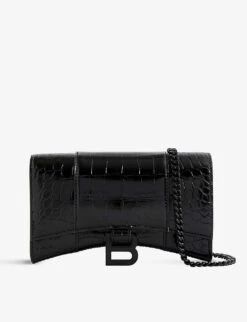 Balenciaga Hourglass Croc-embossed Leather Cross-body Bag