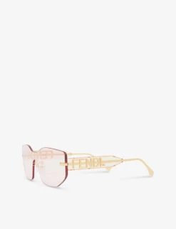 FENDI FE40066U Shield-frame Metal Sunglasses -Glam Pouch Store R04008851 GOLD ALT02