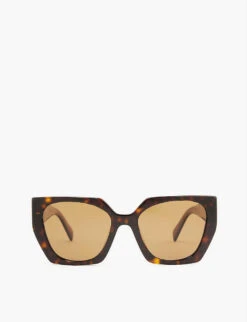 Prada PR 15WS Rectangle-frame Tortoiseshell-effect Acetate Sunglasses