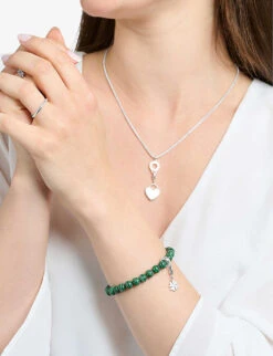 Thomas Sabo Beaded Faux-malachite And Sterling Silver Charm Bracelet -Glam Pouch Store R04072245 GREEN ALT02