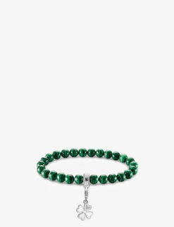 Thomas Sabo Beaded Faux-malachite And Sterling Silver Charm Bracelet