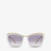 Miu Miu MU 02YS Cat-eye Acetate Sunglasses 2 Miu Miu MU 02YS Cat-eye Acetate Sunglasses -Glam Pouch Store R04076379 WHITE M