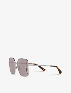Miu Miu MU 51YS Square-frame Metal Sunglasses -Glam Pouch Store R04076385 SILVER ALT02
