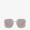 Miu Miu MU 51YS Square-frame Metal Sunglasses -Glam Pouch Store R04076385 SILVER M