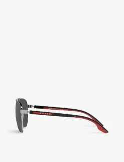 Prada Linea Rossa PS 52YS Aviator-frame Metal Sunglasses -Glam Pouch Store R04076453 GREY ALT03