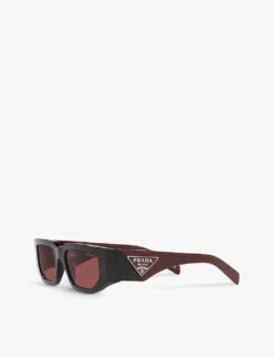 Prada PR 09ZS Rectangle-frame Acetate Sunglasses -Glam Pouch Store R04076623 RED ALT02