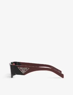 Prada PR 09ZS Rectangle-frame Acetate Sunglasses -Glam Pouch Store R04076623 RED ALT03