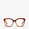 Gucci GG0018O Acetate Rectangle Glasses 1 Gucci GG0018O Acetate Rectangle Glasses -Glam Pouch Store R04076758 BROWN M