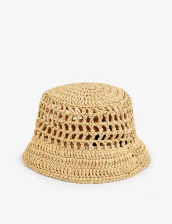 Prada Branded Raffia Bucket Hat -Glam Pouch Store R04078470 NATURAL ALT02
