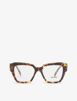 Prada PR 09ZV Tortoiseshell-effect Square-frame Acetate Optical Glasses