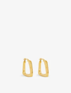 Rounded Square 18ct Yellow-gold-plated Brass Hoop Earrings