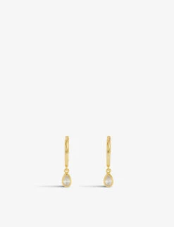 Iso 18ct Yellow-gold Plated Sterling-silver And Cubic Zirconia Huggie Earrings -Glam Pouch Store R04086566 GOLD ALT02
