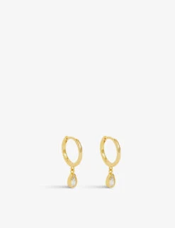 Iso 18ct Yellow-gold Plated Sterling-silver And Cubic Zirconia Huggie Earrings