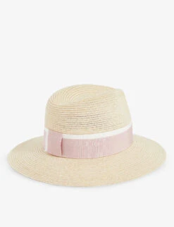Maison Michel Henrietta Ribbon-embellished Straw Hat 7 Maison Michel Henrietta Ribbon-embellished Straw Hat -Glam Pouch Store R04090998 NATURALPINK ALT02