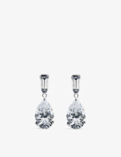 Alison 9ct White-gold Cubic Zirconia Drop Earrings