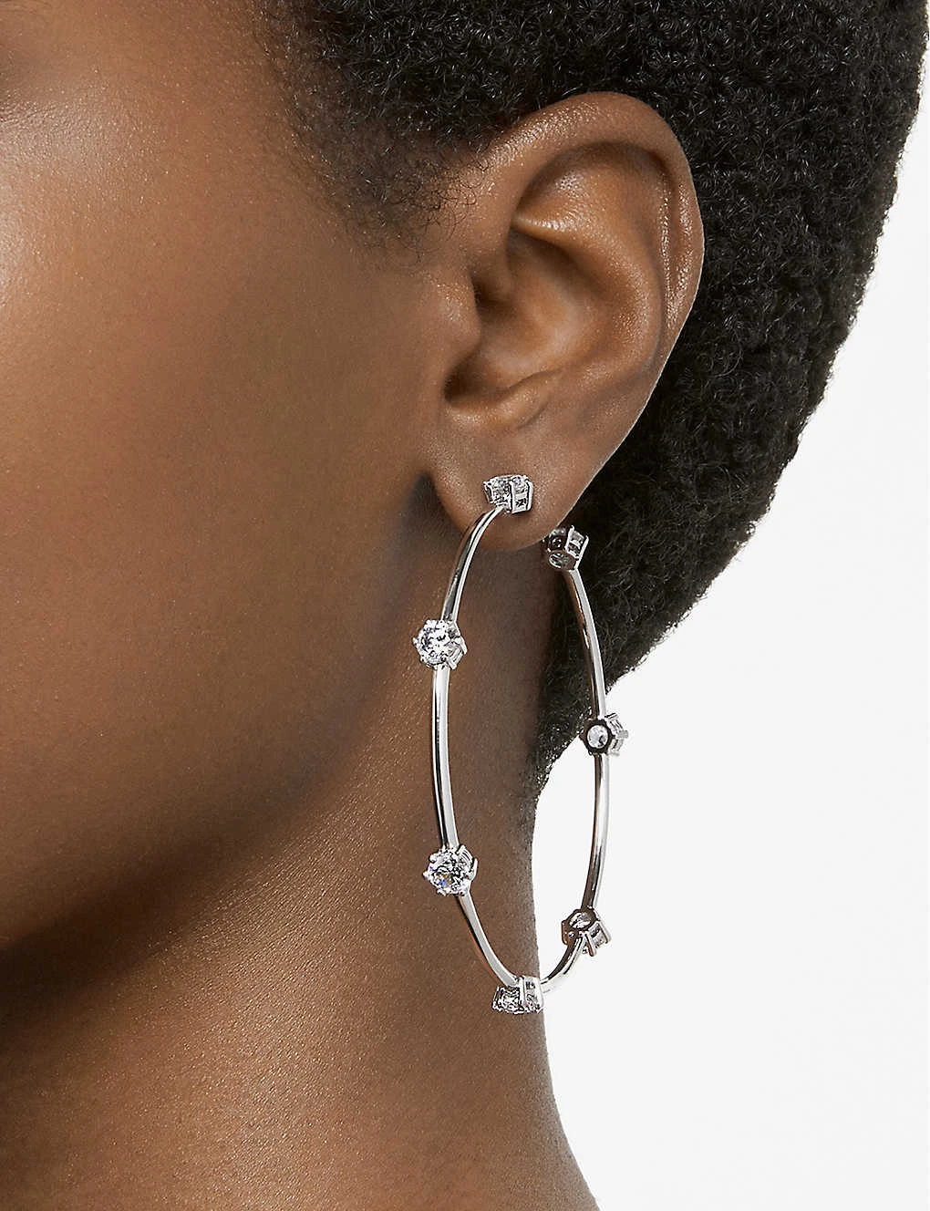 Swarovski Constella Rhodium-plated And Zirconia Hoop Earrings 4 Swarovski Constella Rhodium-plated And Zirconia Hoop Earrings - Image 2