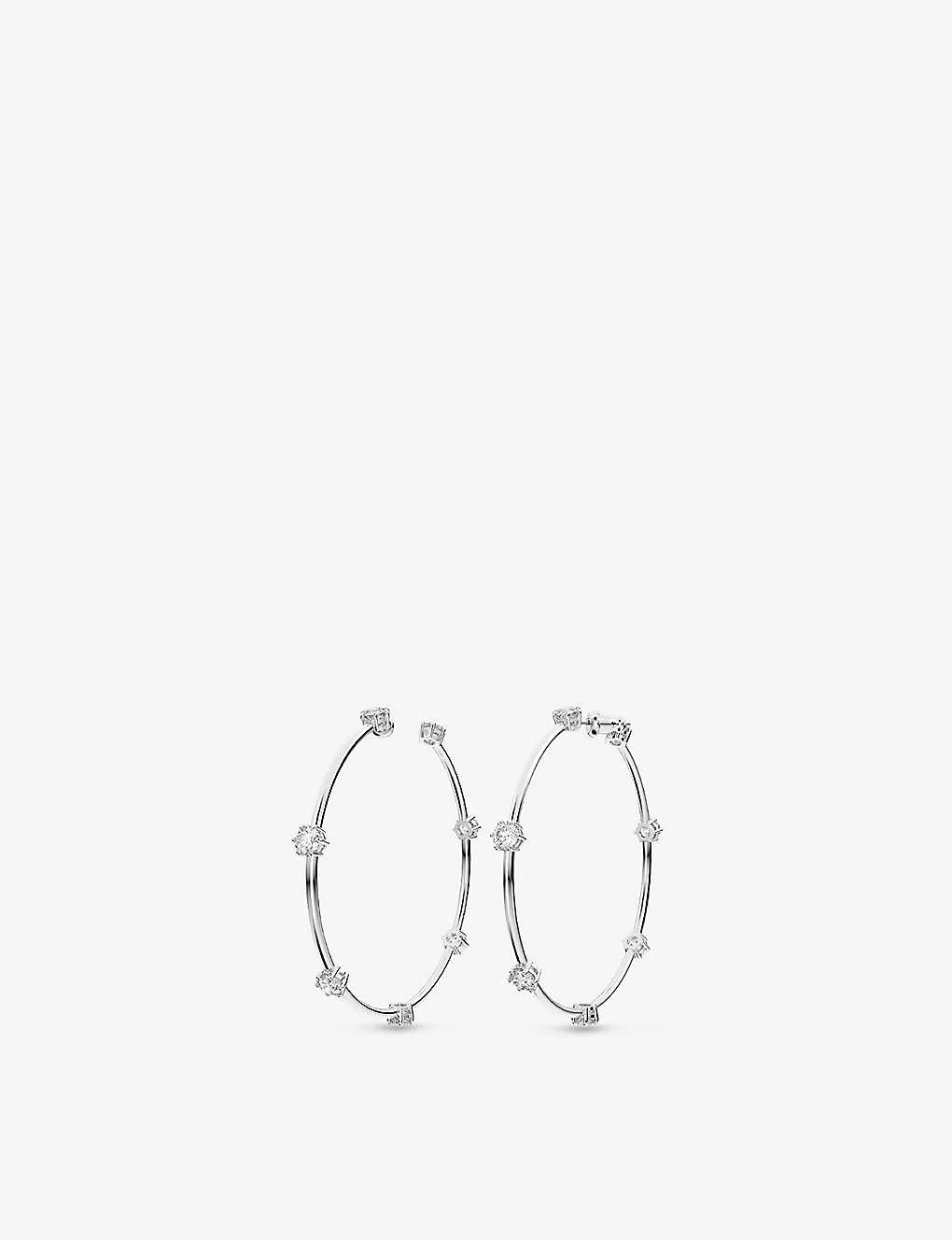 Swarovski Constella Rhodium-plated And Zirconia Hoop Earrings 5 Swarovski Constella Rhodium-plated And Zirconia Hoop Earrings - Image 3