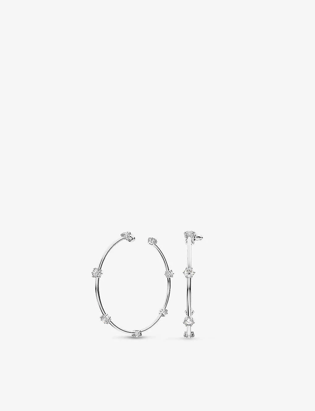 Swarovski Constella Rhodium-plated And Zirconia Hoop Earrings 3 Swarovski Constella Rhodium-plated And Zirconia Hoop Earrings