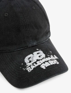 Balenciaga Paris Logo-print Cotton Hat -Glam Pouch Store R04100092 BLACKWHITE ALT01