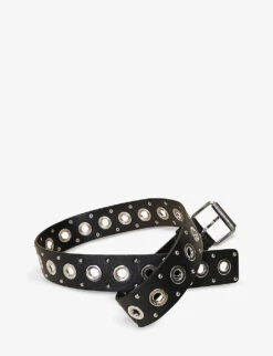 Maje Studded Leather Belt -Glam Pouch Store R04101698 NOIRGRIS ALT02
