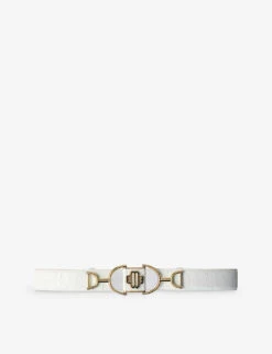 Maje Horsebit Croc-embossed Leather Belt