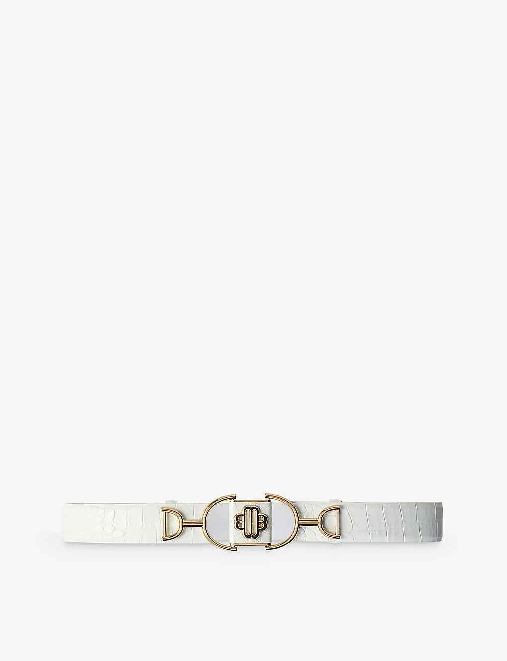 Maje Horsebit Croc-embossed Leather Belt 3 Maje Horsebit Croc-embossed Leather Belt