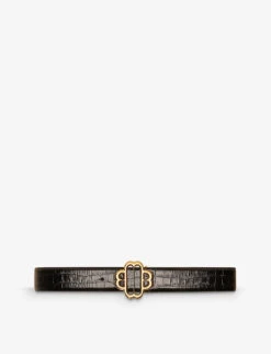 Maje Wide Clover-logo Leather Belt
