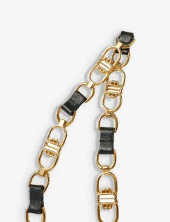 Maje Chain Gold-plated Brass Leather Belt -Glam Pouch Store R04101823 NOIRGRIS ALT03