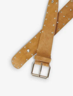 Maje A Square Stud-embellished Suede-leather Belt 10 Maje A Square Stud-embellished Suede-leather Belt -Glam Pouch Store R04101824 BRUNS ALT03