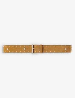 Maje A Square Stud-embellished Suede-leather Belt