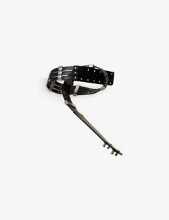 Maje Stud-embellished Leather Belt -Glam Pouch Store R04101904 NOIRGRIS ALT03