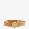 Sandro Margot Flower-buckle Leather Belt 2 Sandro Margot Flower-buckle Leather Belt -Glam Pouch Store R04102457 NATURELS M