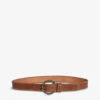 CLAUDIE PIERLOT Avera Round-buckle Leather Belt -Glam Pouch Store R04103307 BRUNS M