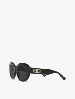 Balenciaga BB0235S Round-frame Acetate Sunglasses -Glam Pouch Store R04103794 BLACK ALT02