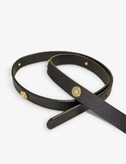 Maje Studded Crystal-embellished Leather Belt 7 Maje Studded Crystal-embellished Leather Belt -Glam Pouch Store R04103975 NOIRGRIS ALT02