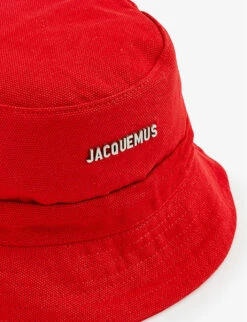 Jacquemus Le Bob Gadjo Brand-plaque Cotton Bucket Hat -Glam Pouch Store R04108865 RED ALT01