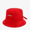 Jacquemus Le Bob Gadjo Brand-plaque Cotton Bucket Hat -Glam Pouch Store R04108865 RED M