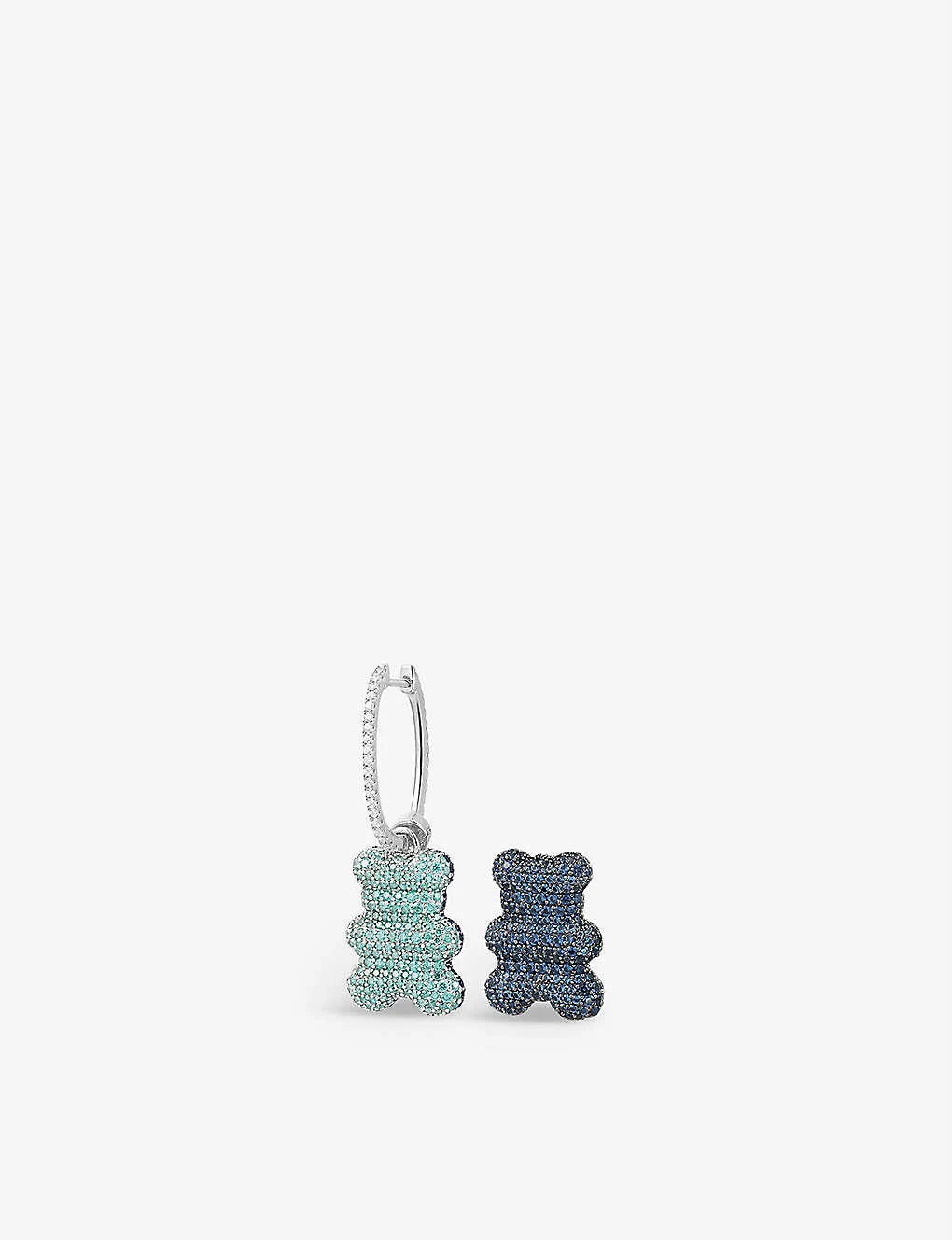 Yummy Bear Sterling-silver And Zirconia Single Hoop Earring 3 Yummy Bear Sterling-silver And Zirconia Single Hoop Earring
