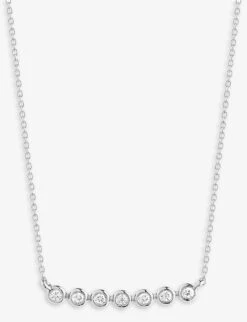 Dana Rebecca 14ct White-gold And 0.06ct Diamond Bar Necklace