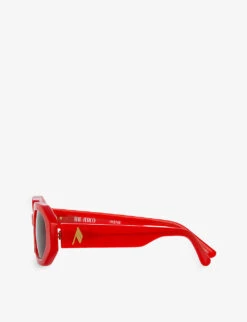 Linda Farrow X The Attico Irene Hexagonal Rectangular-frame Acetate Sunglasses -Glam Pouch Store R04111960 RED ALT03